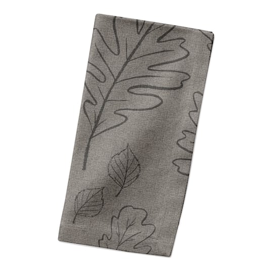 Gray Large Leaf Pattern Cotton Twill Napkin